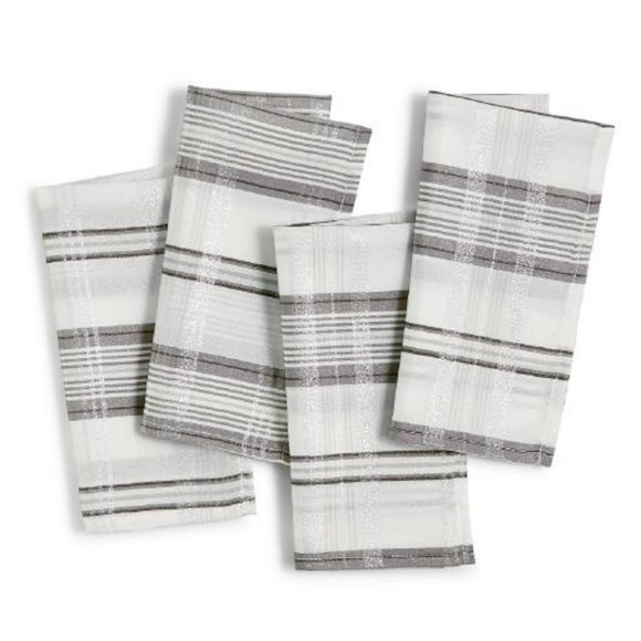 Elrene Shimmering Plaid Napkin Set of 4 Silver - Picture 1 of 1